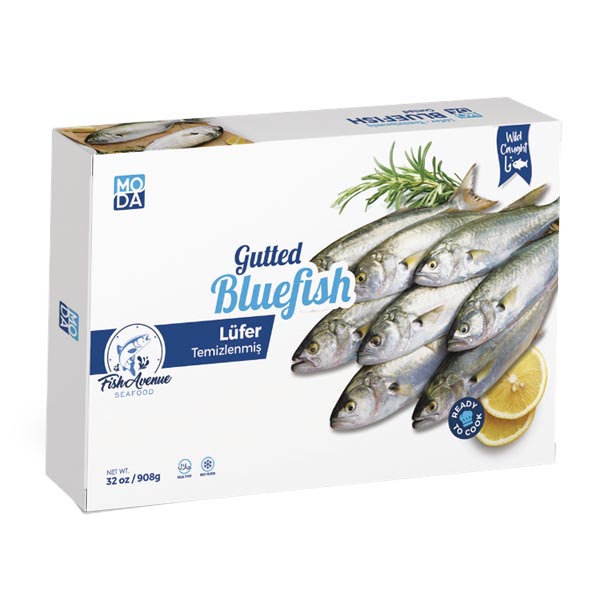 Fish Avenue Frozen Blue Fish (Donuk Lufer), Wild Caught, Gutted, 2lb x 8pack - 500121