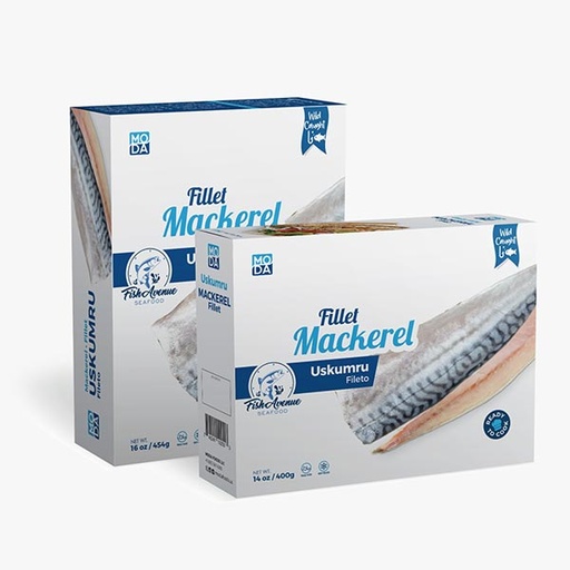 [500104] Fish Avenue Frozen Mackerel, Fillet (Uskumru Fileto), 1lb x 16pack - 500104