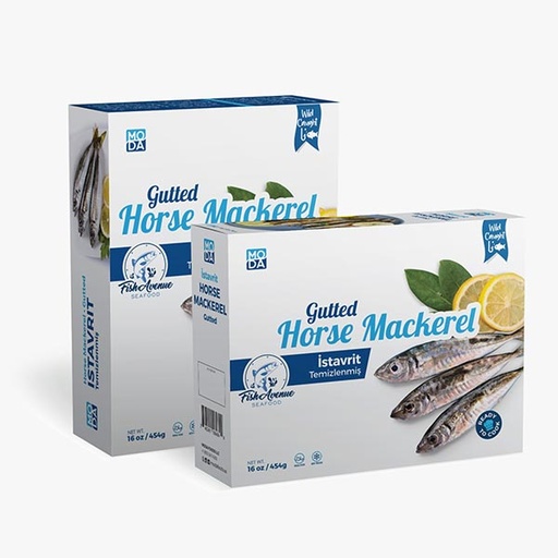 [500102] Fish Avenue Frozen Horse Mackarel (Temizlenmis Istavrit), Wild Caught, Gutted, 1lb x 16pack - 500102