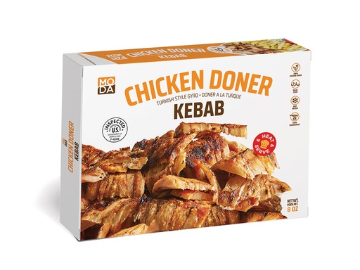 [101402] Moda Doner, Chicken, Cooked, Sliced, Retail,  8oz x 16pack - 101402