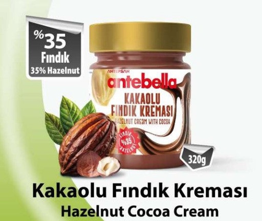 [APS227] ANTEBELLA SPREADABLE COCOA HAZELNUT CREAM (%35 HAZELNUT) 320gr x 12pcs- APS227