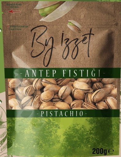 [APS209] BY IZZET ANTEP PISTACHIO ROASTED AND SALTED (120-125pcs/100gr) 200grX16/CS - APS209
