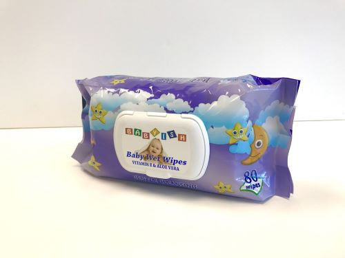 [CC02] BABYISH WET TOWEL WIPES | 80CT 24/CS | PURPLE - CC02