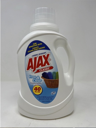 [AJ09] AJAX LIQUID LAUNDRY DETERGENT | 40 OZ x 9 | FREE & CLEAR - AJ09