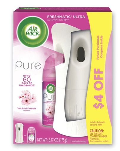 [AW01] Air Wick Pure Freshmatic Automatic Spray Kit (Gadget + Refill) | 4/cs | Pure Tropical - AW01