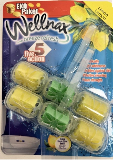 [BEV01] WELLNAX TOILET BLOCKS DOUBLE PACK ( Lemon ) 2x57g X 24/CS - BEV01