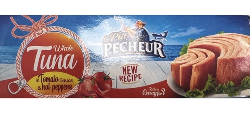 [TUN01] TUNA FILLET P'TIT PECHEUR || (3x2.82oz) x 16 || TOMATO SAUCE & HOT PEPPERS - TUN01