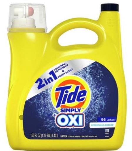 [TDL15] Tide Simply + Oxi Refreshing Breeze Liquid Laundry Detergent 150fl oz 4/cs - TDL15