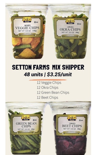 [ST04] SETTON FARMS ASSORTED VEGETABLE CHIPS | 5.5 OZ x 48 | MIXED VEGGIES, BEET, OKRA, GREAN BE - ST04