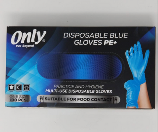 [OHG02] ONLY 100CT DISPOSABLE NYLON GLOVES PE+ || 20/CS || BLUE - OHG02