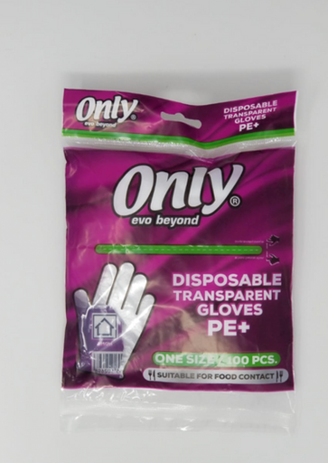 [OHG03] ONLY 100CT DISPOSABLE NYLON GLOVES PE+ || 100/CS || TRANSPARENT - OHG03
