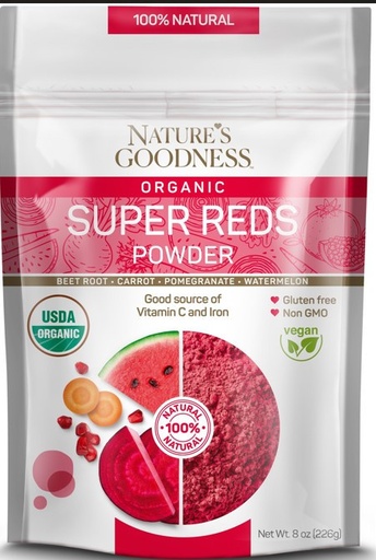 [NG117] NATURE`S GOODNESS || USDA Organic Super Reds Powder || 8 oz || 6/CS - NG117
