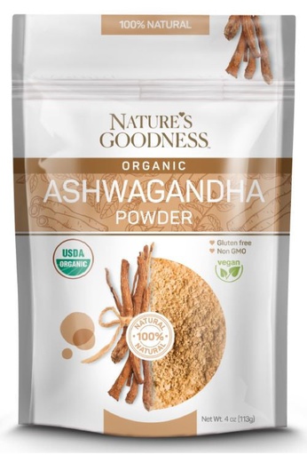 [NG110] NATURE`S GOODNESS || USDA Organic Ashwagandha Powder || 4 oz || 12/CS - NG110