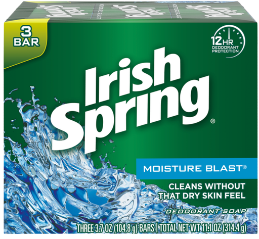 [IR3PKMB] IRISH SPRING BAR SOAP MOISTURE BLAST 3.75oz/3/18 - IR3PKMB