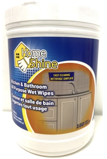 [THS10] HOME SHINE KITCHEN & BATHROOM AP WET WIPES IN CANISTER 160 PCS X12/CS - THS10