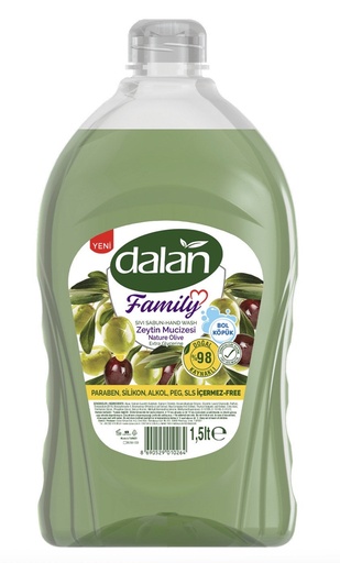 [DN1500] DALAN FAMILY OLIVE GLYCERINE LIQUID SOAP REFILLS 1,5lt X 10/cs - DN1500