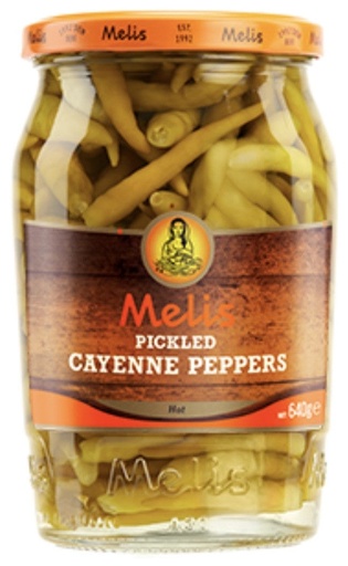 [MLS1225] K- MELIS PICKLED HOT CAYENNE PEPPERS 720 ML ( 24.3 FL OZ) X 12 - MLS1225