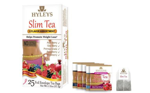 [HY06] K - HYLEYS SLIM TEA 5 FLAVOR ASSORTMENT1.32oz X 25pc X 12/CS - HY06