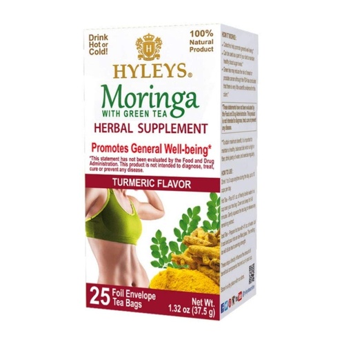 [HY46] HYLEYS WELLNESS TEA MORINGA OLEIFERA & TURMERIC 1.32oz X 25pc X 12/CS - HY46