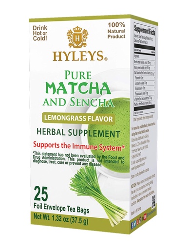 [HY26] HYLEYS WELLNESS TEA MATCHA & LEMONGRASS 1.32oz X 25pc X 12/CS - HY26