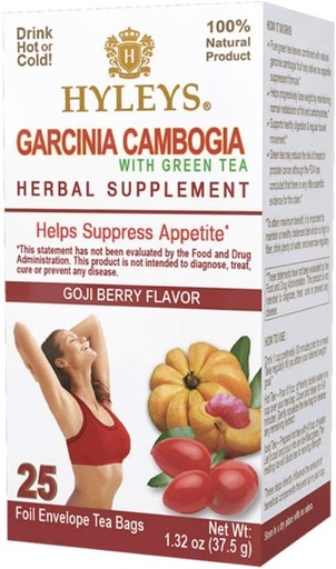 [HY35] HYLEYS WELLNESS TEA GARCINIA CAMBOGIA & GOJI BERRY 1.32oz X 25pc X 12/CS - HY35