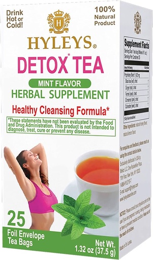 [HY39] HYLEYS WELLNESS TEA DETOX & MINT 1.32oz X 25pc X 12/CS - HY39