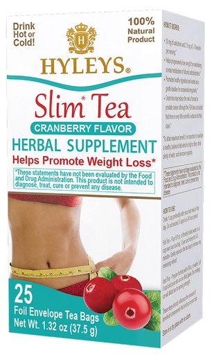 [HY47] HYLEYS SLIM TEA CRANBERRY1.32oz X 25pc X 12/CS - HY47