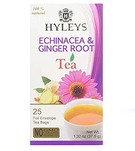 [HY43] HYLEYS ECHINACEA & GINGER ROOT TEA 1.32oz X 25pc X 12/CS - HY43