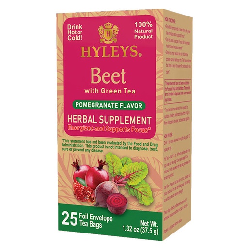 [HY96] HYLEYS BEET WITH GREEN TEA - POMEGRANATE 1.32oz X 25pc X 12/CS - HY96