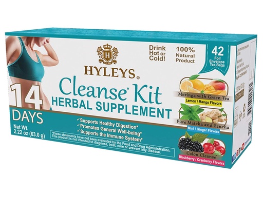 [HY55] HYLEYS 14 DAYS CLEANSE KIT | 42 TEA BAGS | 2.22oz X 42 | 12/CS - HY55