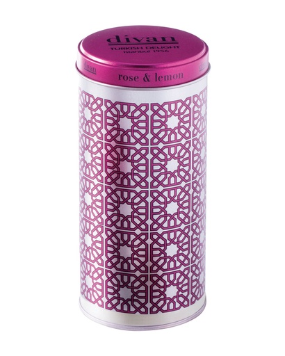 [7008649] Divan Loqum, Individually Wrapped Rose & Lemon, Round Tin Container, 20pcs, 4.9oz (140g) x 12pcs - 7008649