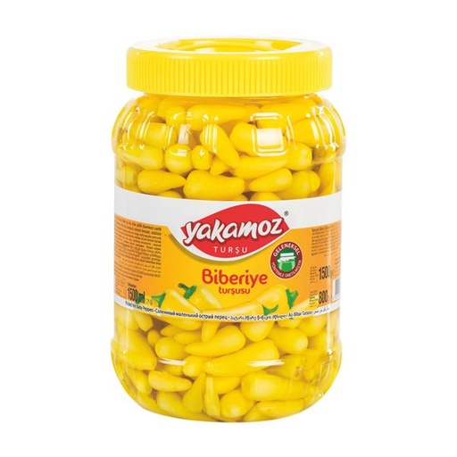 [549] Yakamoz, Pickles, Yellow Baby Pepper (Biberiye), Hot, Pet Jar, 1.5lt x 9 - 0549