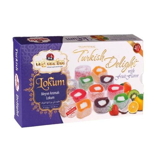 [364] Ugurlu Meyve Aromali Lokum (Hindistan Cevizli) 350g x 12 - 364